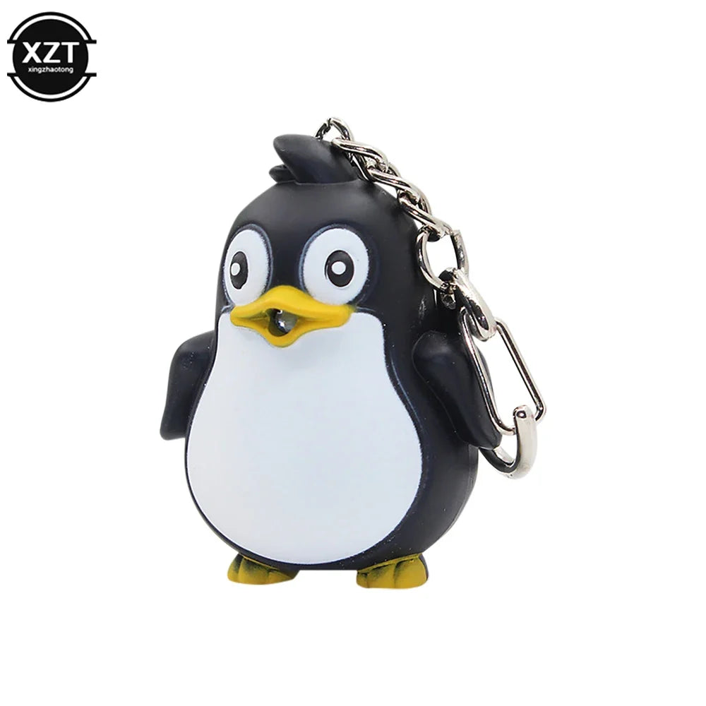 Adorable Penguin Keychain with LED Light and Sound | Fun Cartoon Car Pendant