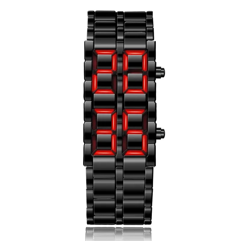 Fashion Mens Digital Lava Wrist Watch | Full Metal LED Display Timepiece