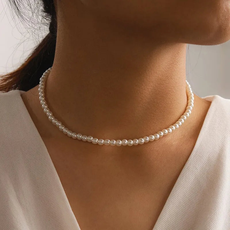 Imitation Pearl Necklace Adjustable Elegant Irregular Beads New Trend Date Wedding Party Jewelry Women Girls Gift