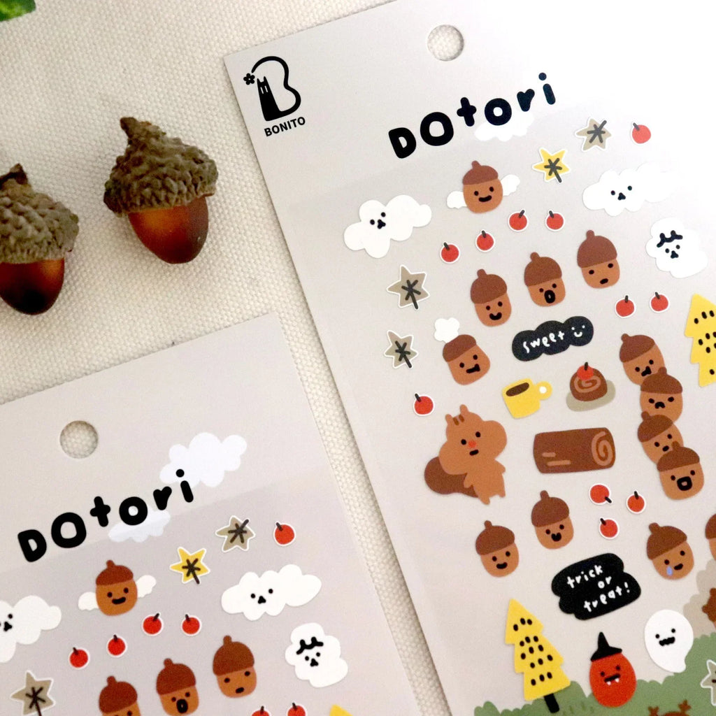 BONITO Kawaii Squirrel Acorn Stickers | Cute Paper Stickers for Scrapbooking and Journaling