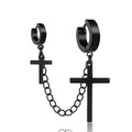 Punk Cross Pendant Clip Earring | Unisex Metal Chain Tassel Ear Cuff