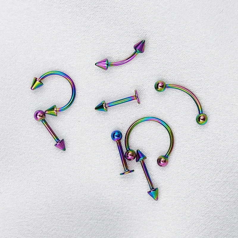 8PCS/Set Fashion Piercing Set Eyebrow Bar Lip Tongue Nose Pircing Stainless Steel Ear Studs Stainless Steel Mixed Body Jewelry