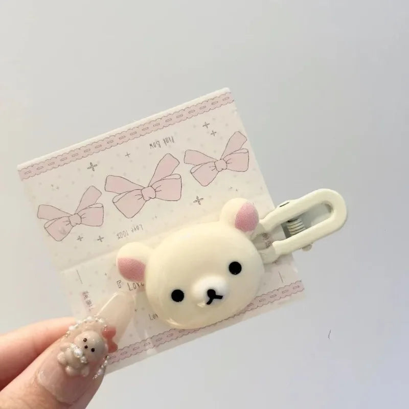 2pcs Cute Bear Hair Clips Plastic Hairpins with Duck Beak Design for Little Girls Women Sweet & Fresh Sweet Animal Style