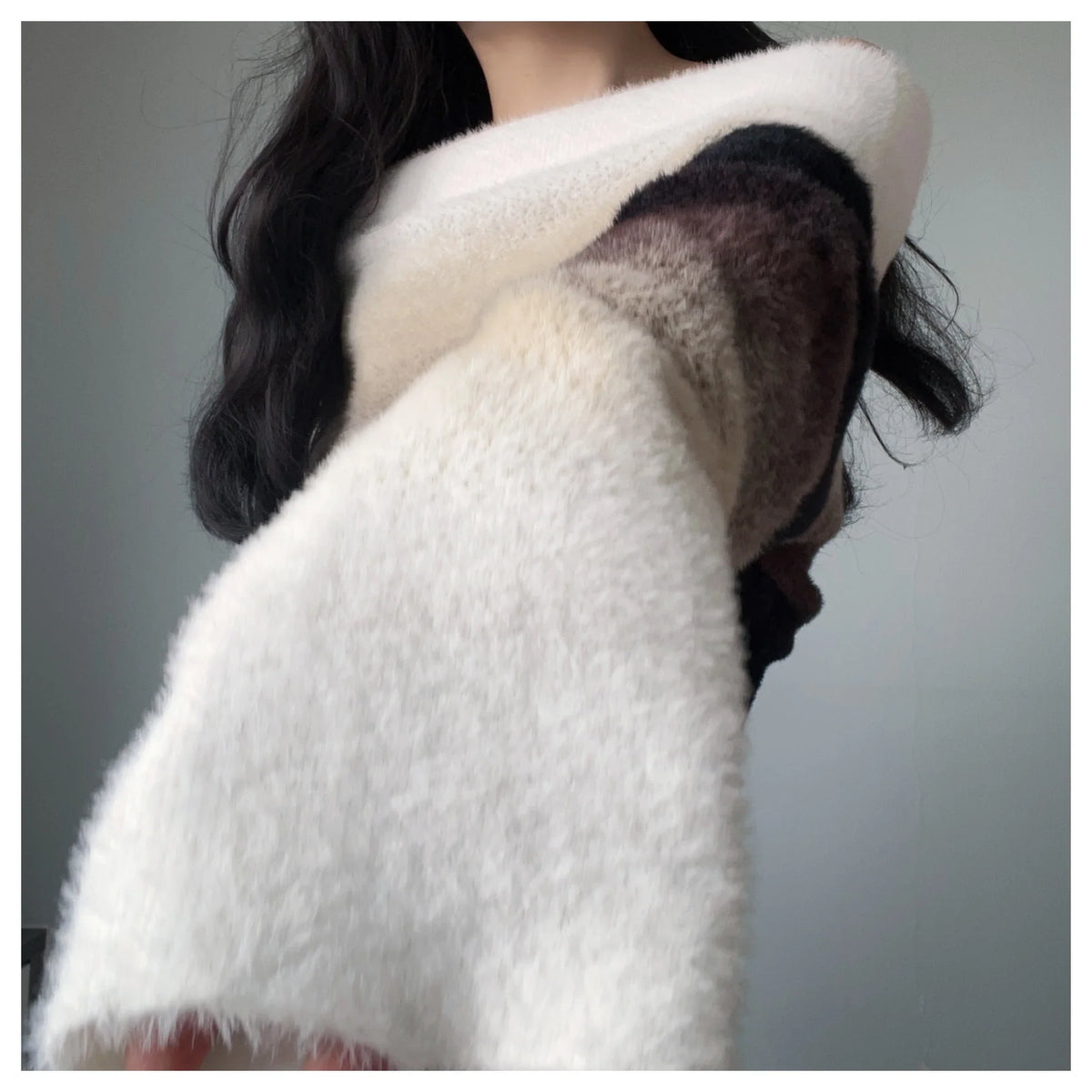 Women’s Retro Gradient Off-Shoulder Sweater