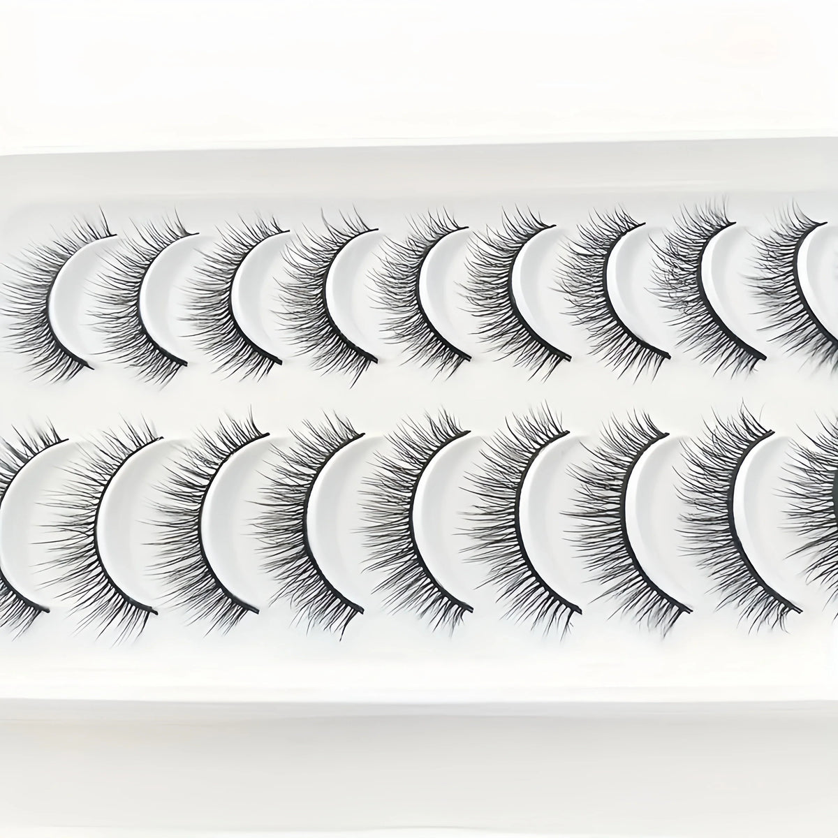 Natural Lashes 10 Pairs Extensions Strip Lashes Natural Look Slender Elongation Eyelashes 6-10mm Cat Eye False Eyelashes