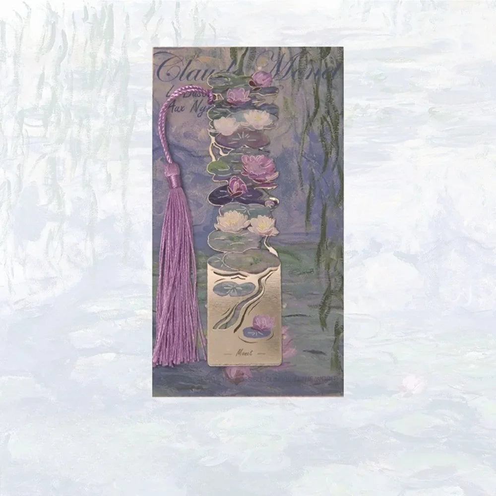 Floral Painting Hollow Metal Bookmark - Aesthetic Book Page Clip, Student Reading Mark Accessories & Stationery Gifts