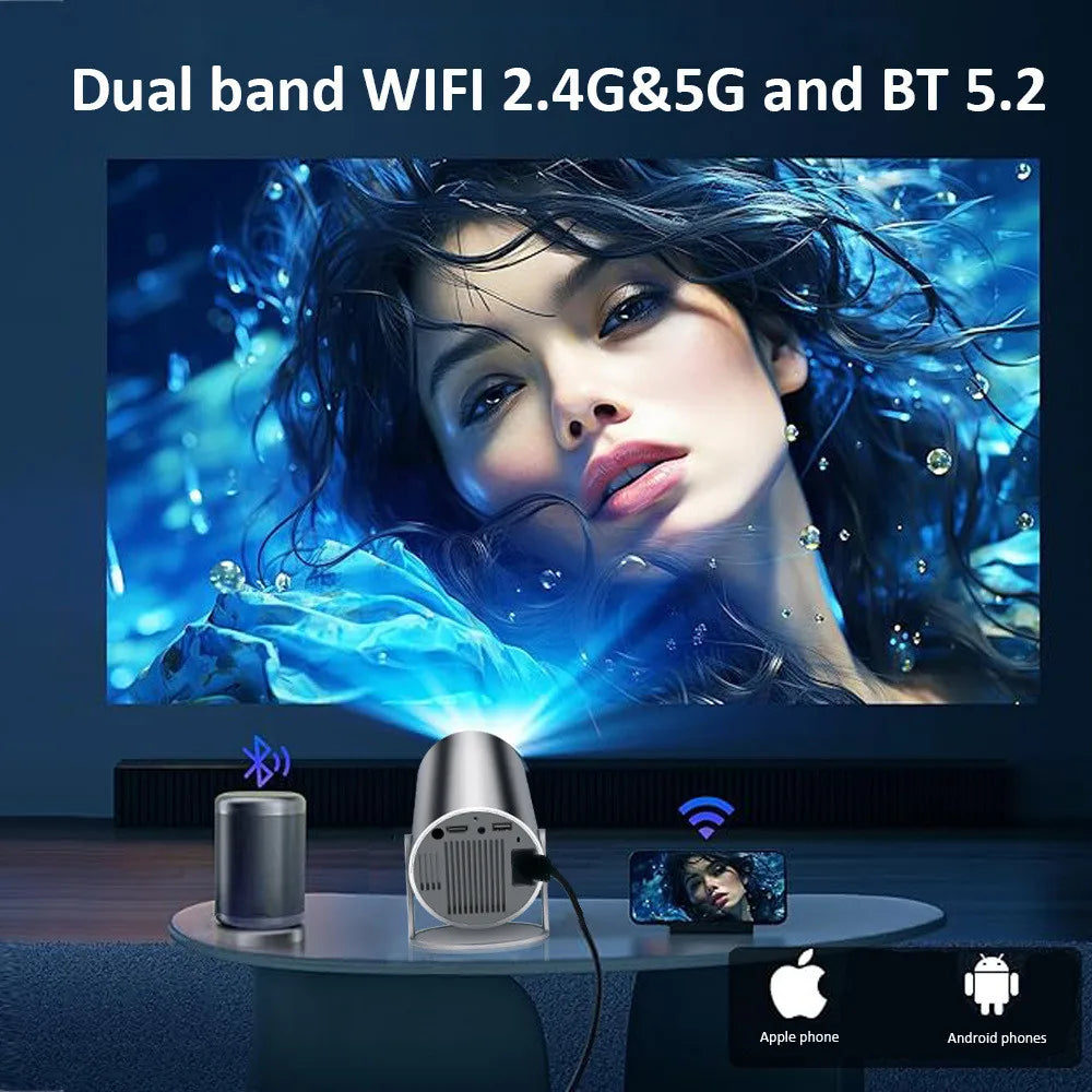 NNEOBA HD 4K-Supported Android LED Projector Black