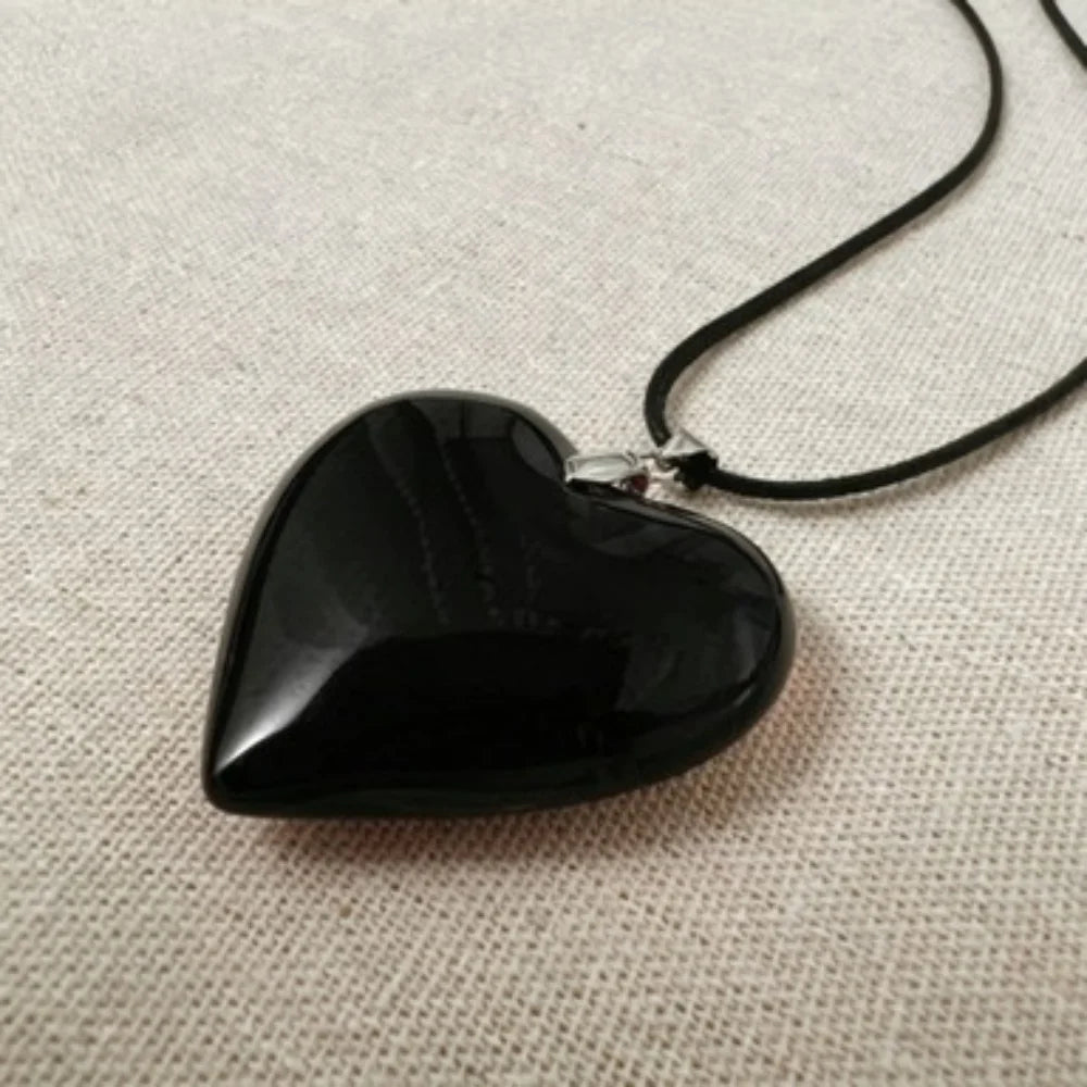 Y2k Red Heart Necklace for Women Fashion Big Hearts Pendants Necklaces Rope Chain Girls Gift Gothic Jewelry Accessories