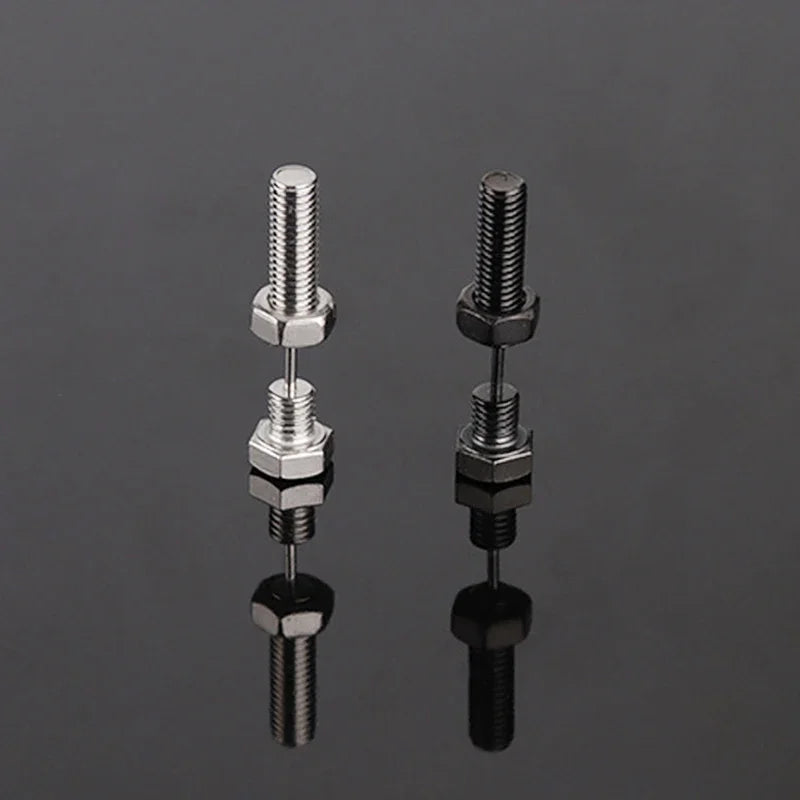 Gothic Stud Earrings Set | Unisex Stainless Steel Punk Screw Earrings