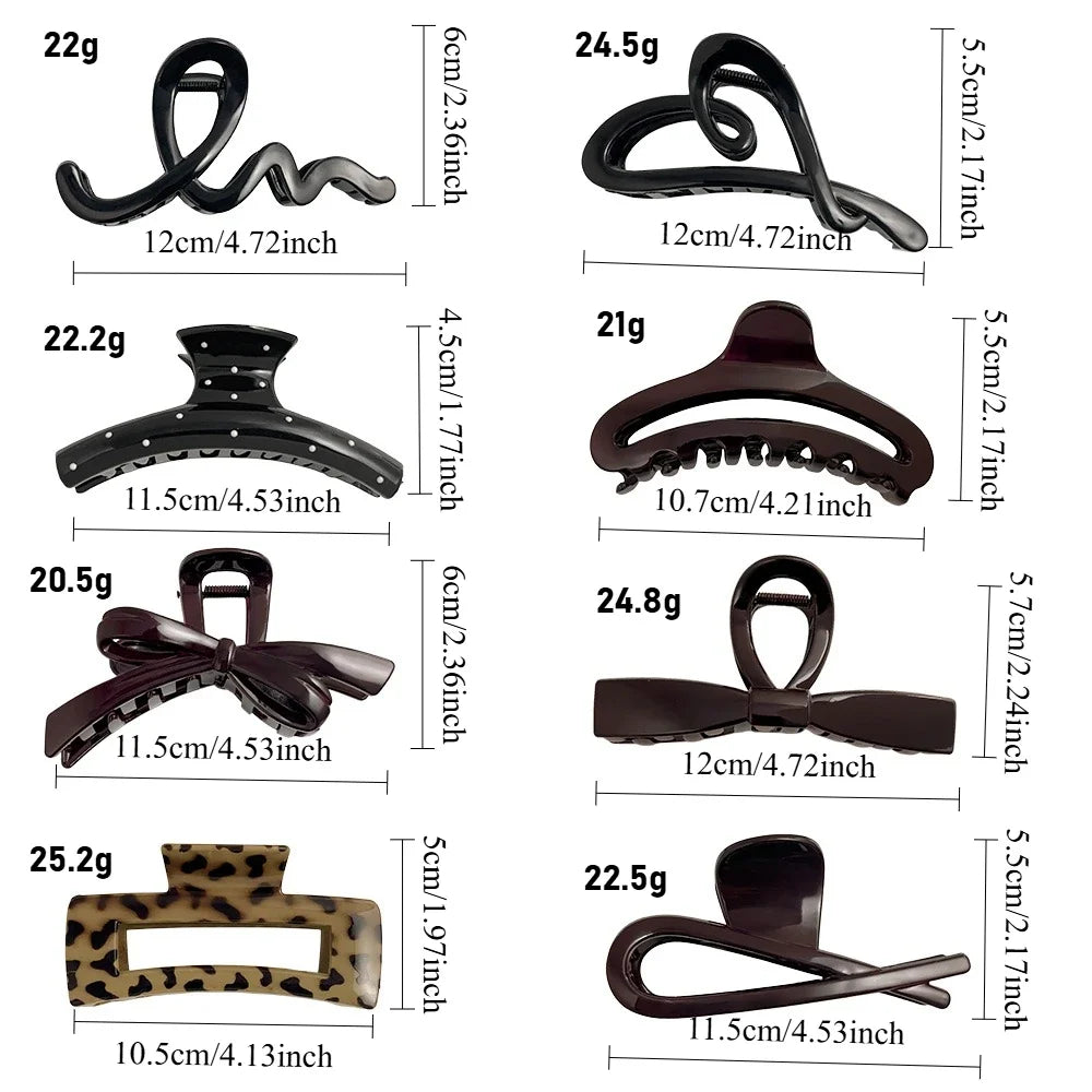 2pcs/set Hair Claw Clips for Women Girls Heart Bow Dots Leopard Large Small Crab Hairpins Barrette Hair Accessories Headwear New