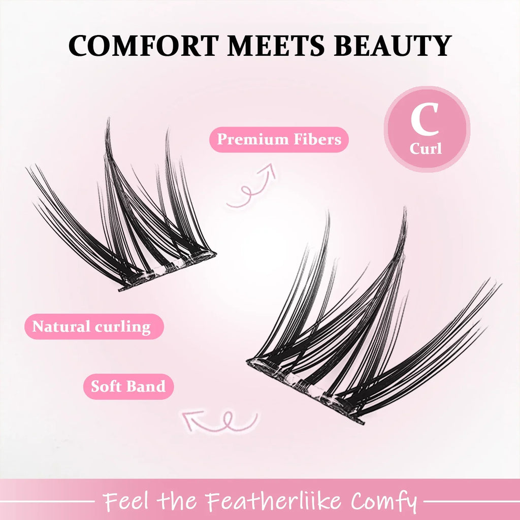 100/120pcs Self-Adhesive Eyelash Cluster Set Doll & Cat Eye Styles, Wispy, Curved, Lightweight, Natural to Glamorous Look