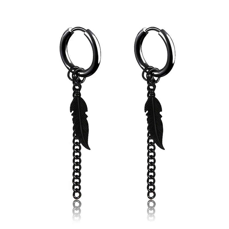 Vintage Punk Stainless Steel Stud Earrings for Men Women | 1 Pair Black Earrings Set