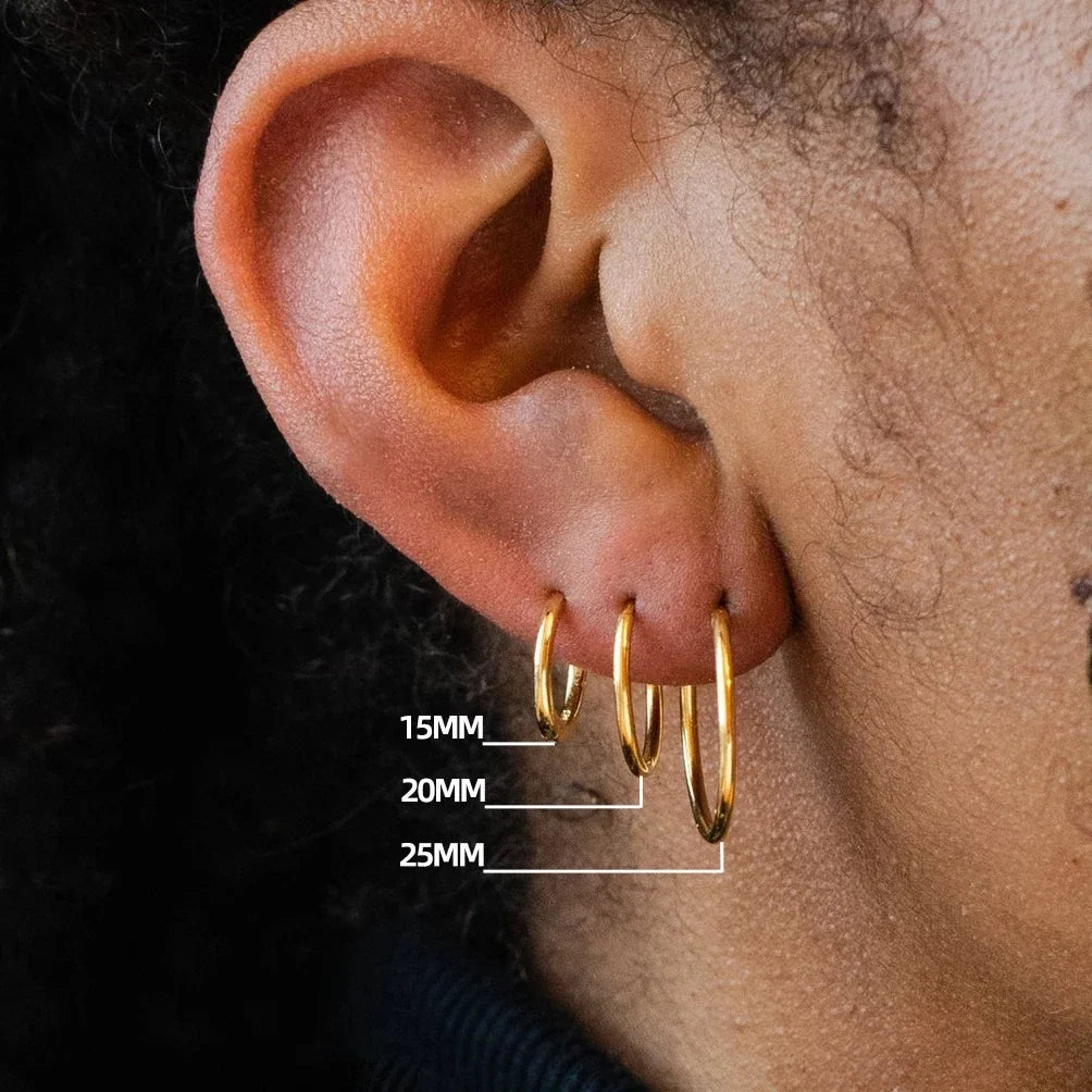 Gold Hoop Earrings for Women | Stainless Steel Round Huggies