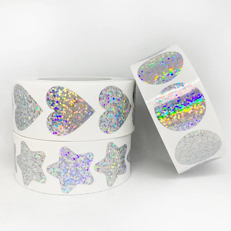 Heart Stickers and Star Stickers Roll | 100-500pcs Thank You Labels for Small Packaging