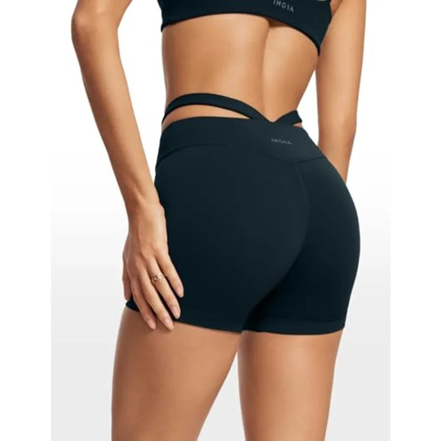 INGIA Womens 4 High Waist No-Seam Biker Shorts