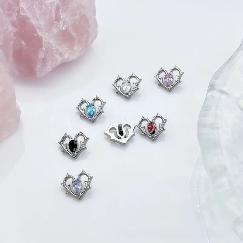 G23 Titanium Lip Piercing Stud Earring with Heart Design Teardrop CZ Nose Stud Internal Thread Helix Cartilage Labret Jewelry