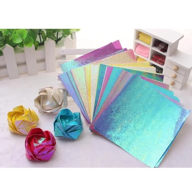 100Pcs Glitter Origami Paper Squares | Sparkling Lucky Bird Craft Sheets