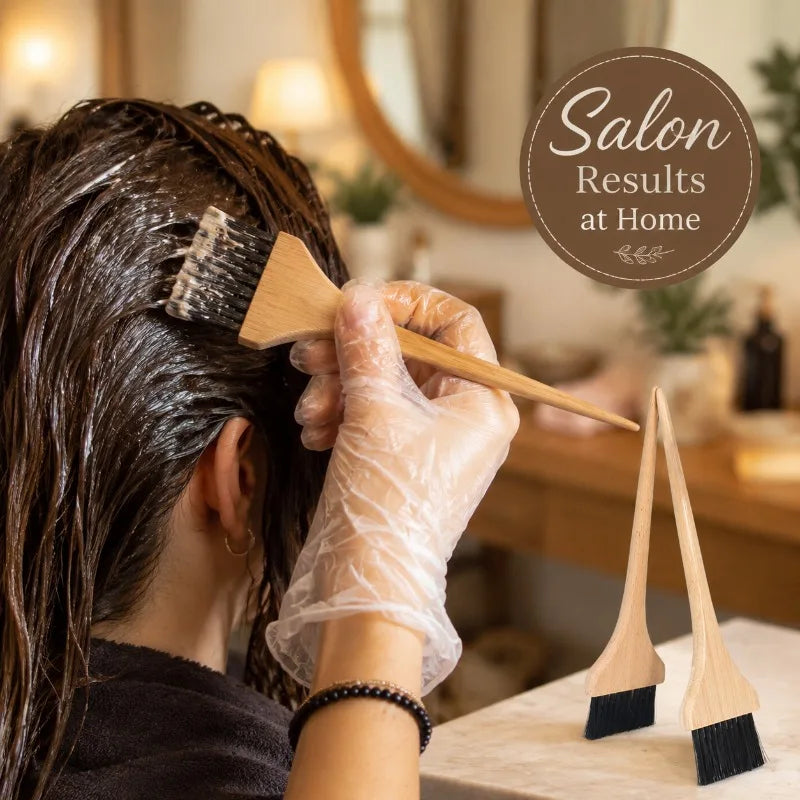 Natural Wood Handle Hair Dye Brush with Nylon Bristles Hair Color Applicator for Precise Highlighting and Color Application