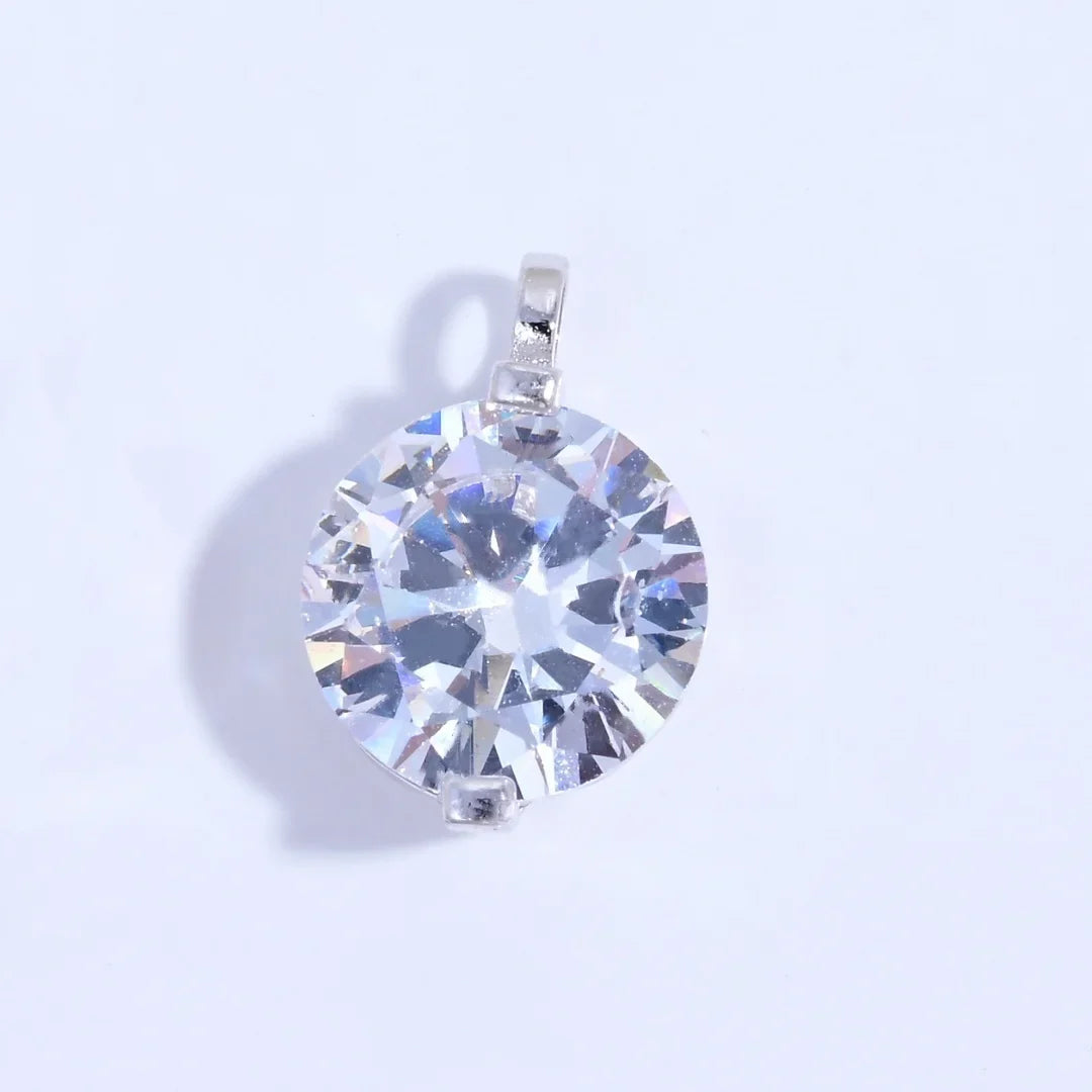 S925 Sterling Silver Inlaid Two-Claw Single Zircon Charm DIY Handmade Bracelet And Necklace Jewelry Accessories SD77