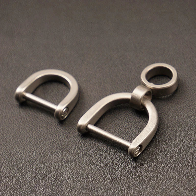Titanium D Ring Key Shackle | U Shape Horseshoe Clasp for Car Key Fob and DIY Leather Key Organizer