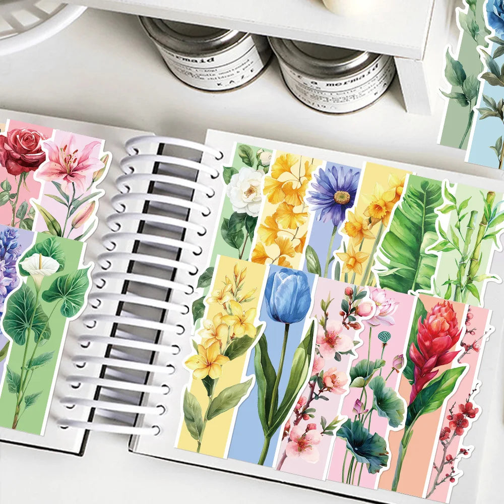 30 Spring Scenery Bookmarks, flowers, ins, High-end Reading novels, book marking cards, diy paper bookcases