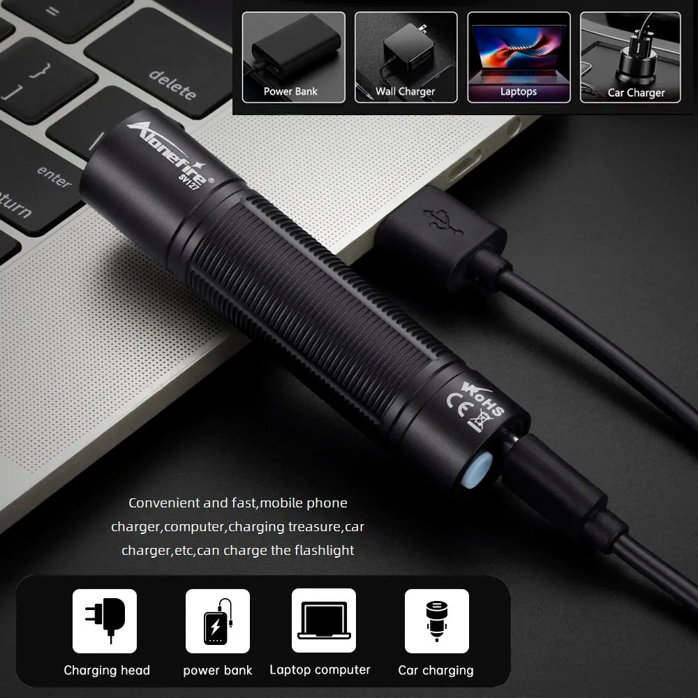 Mini 365nm/395nm UV Flashlight | USB Rechargeable Blacklight for Pet Urine Detection and Money Verification