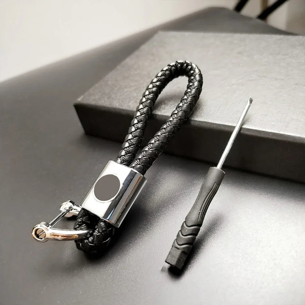 Custom Car Logo Keychain | Metal Woven Key Ring for Mercedes Benz VW Audi