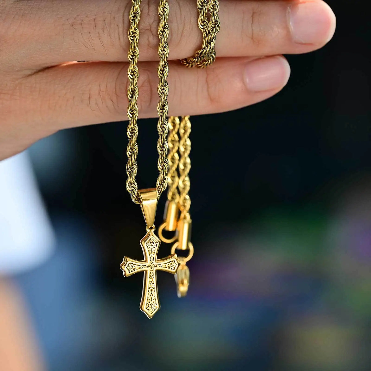 Hiphop Cross Necklace for Men Women | Stainless Steel Cross Charm Trendy Jewelry Gift