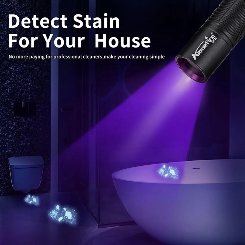 Mini 365nm/395nm Blacklight UV Flashlight | USB Rechargeable Pet Urine Detector