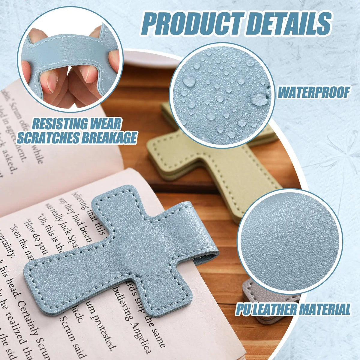 Cross Leather Magnetic Bookmark, Bookmark Page Marker Colorful Religious Cross Bookmark, Suitable for Students, Teachers, Book Lovers, Reading Supplies