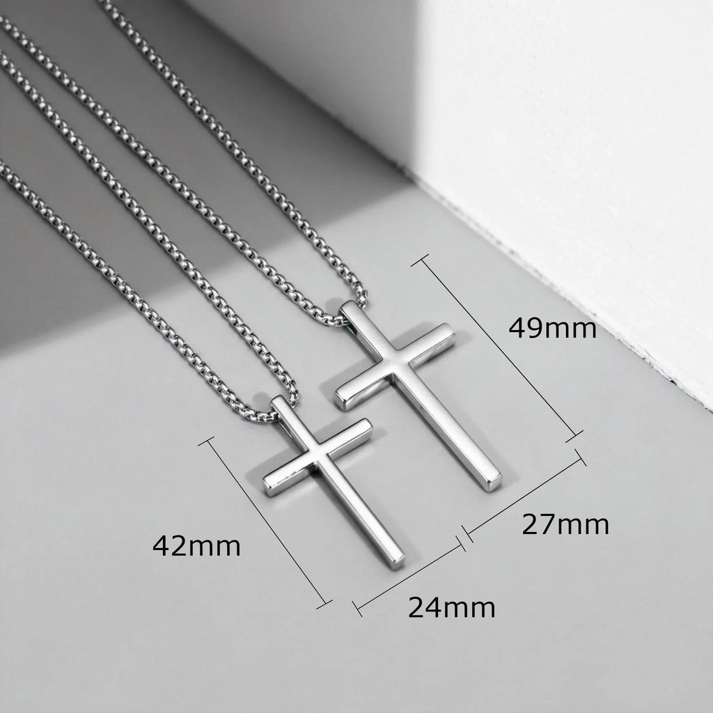 Fashionable Cross Pendant Necklace | Unisex Stainless Steel Box Chain