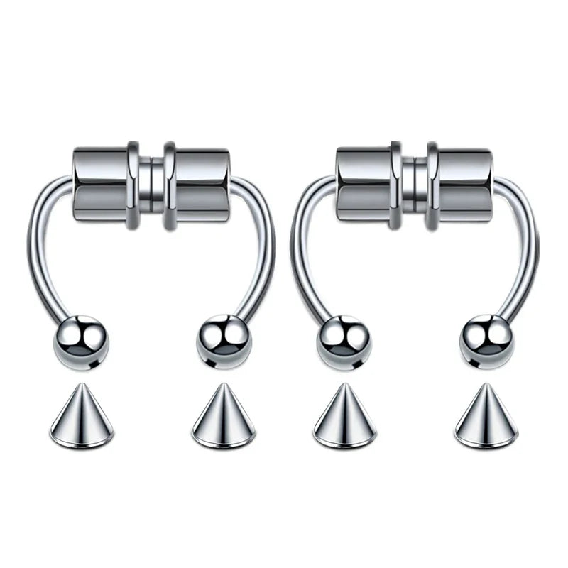 Stainless Steel Magnet Fake Nose Ring Hoop Fake Piercing Hoop Septum Rings For Women Fashion Gothic Rock Body Jewelry Gifts