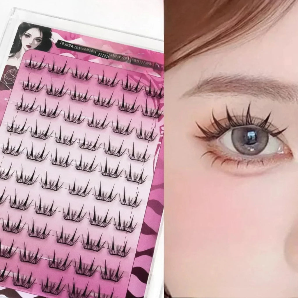 Self Adhesive Cluster Lash Extensions No Glue Needed Fluffy Manga Individual Lashes Reusable False Eyelashes For Daily Makeup