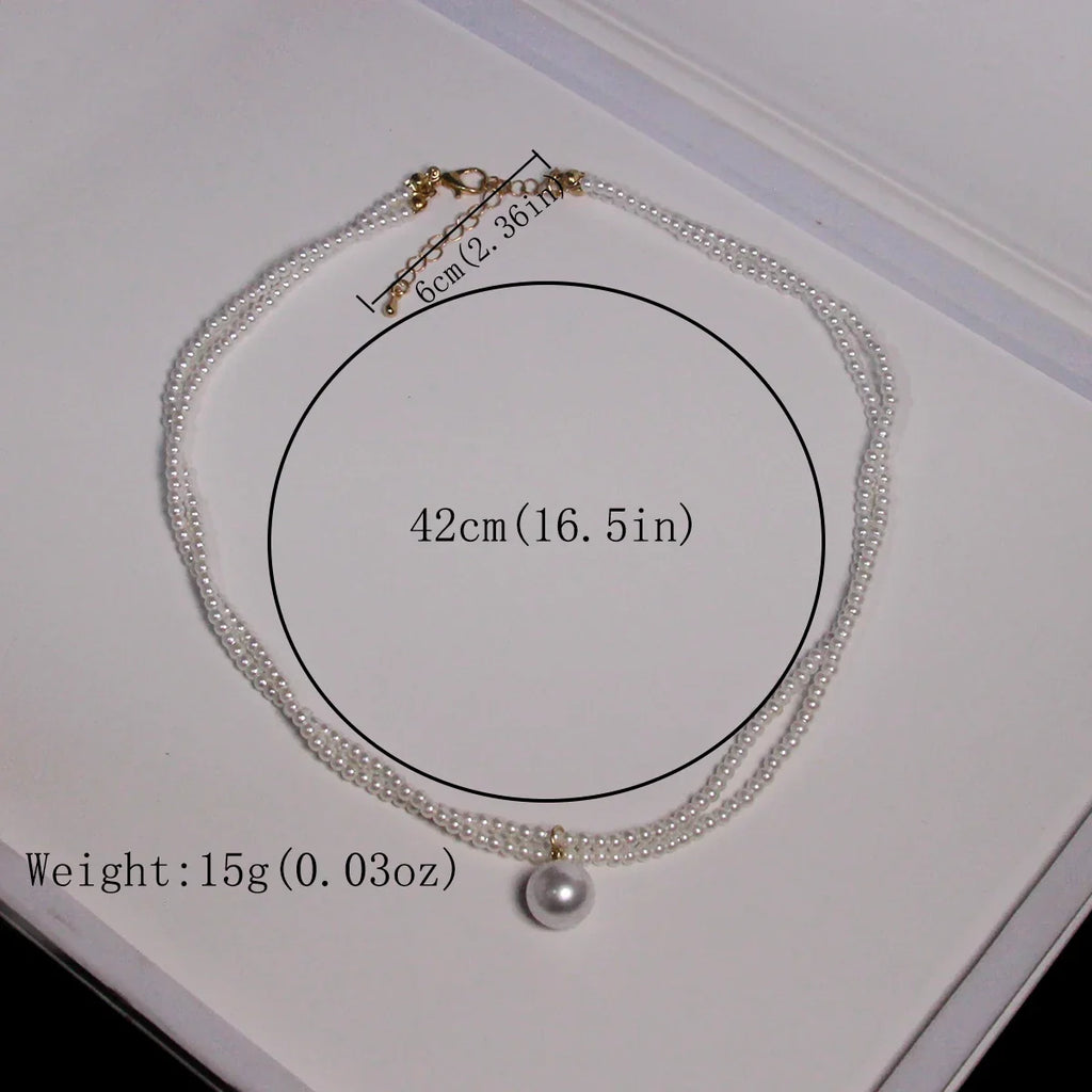 New Women's Fashion Pearl Necklace French Vintage Pearl Necklace Double Lock Bone Chain Collar Jewelry Accessories
