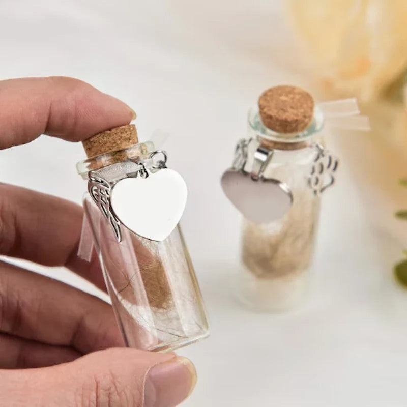 Pet Memorial Bottle for Pet Hair | Dog and Cat Fur Keepsake with Silver Charms