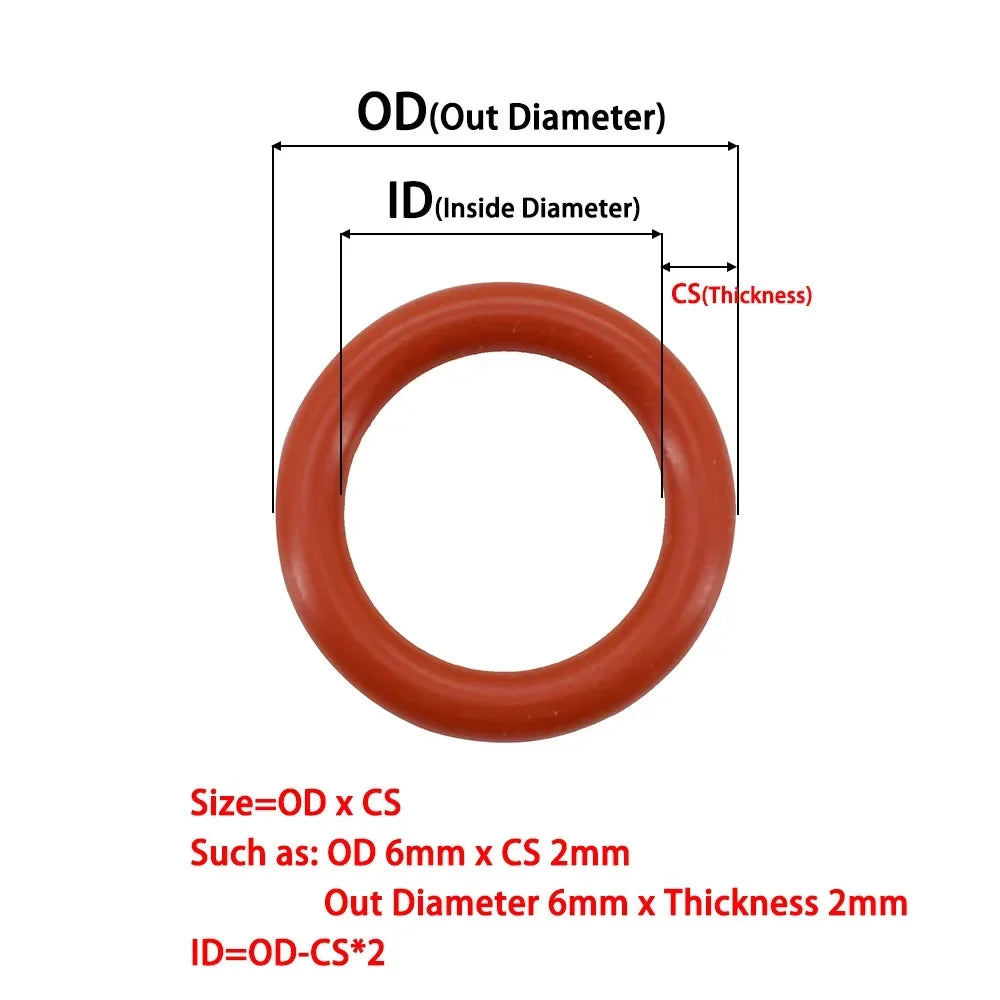 Red Silicone O-Ring Sealing Gasket | Food Grade VMQ Rubber Washer for Cooker