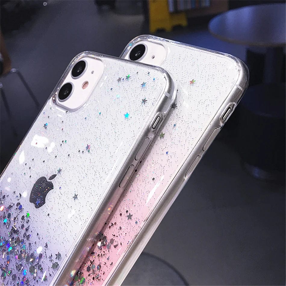 Cute Gradient Sequins Clear Glitter iPhone Case