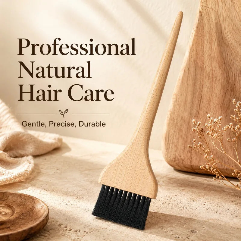 Natural Wood Handle Hair Dye Brush with Nylon Bristles Hair Color Applicator for Precise Highlighting and Color Application