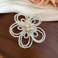 New Vintage Rhinestone Pearl Flower Hair Clip Fashion Versatile Back Head Duckbill Clip High Grade Hair Accessories For Women