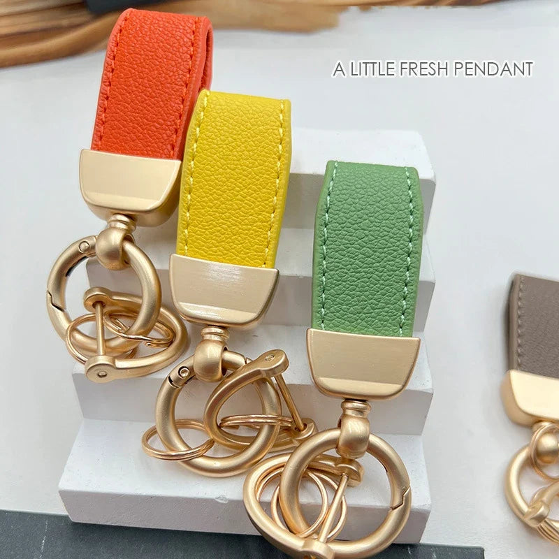 Luxury Suede Leather Flip Fur Keychain | Car Key Accessory