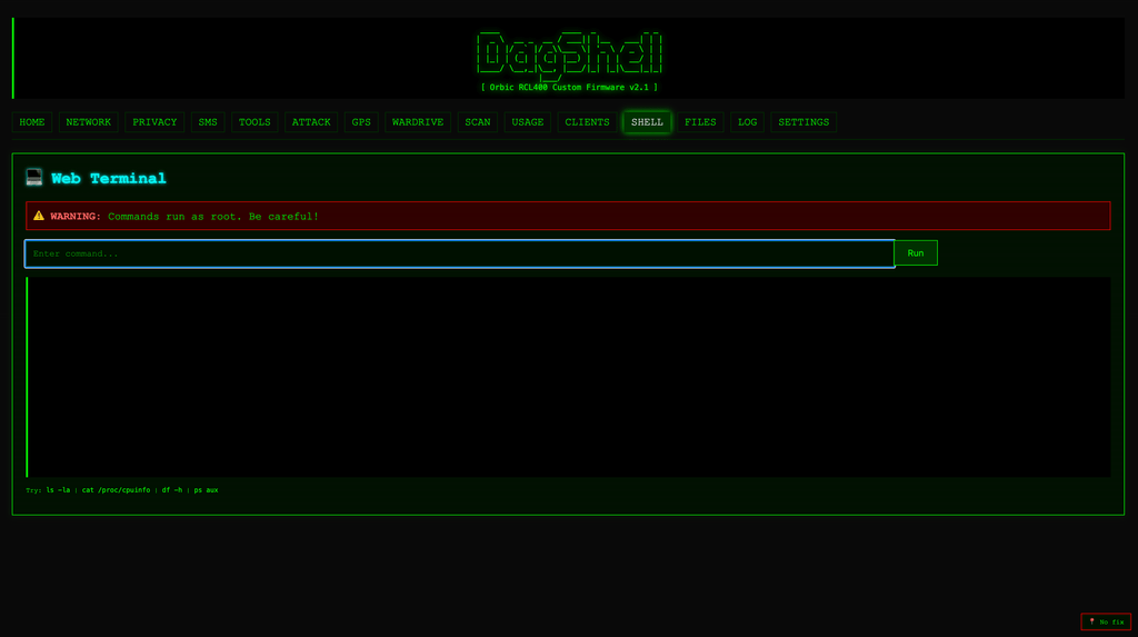 Orbic RCL400 LTE Hotspot with RayHunter + DagShell Installed - Privacy, IMSI Catcher Detection & Network Research Tool