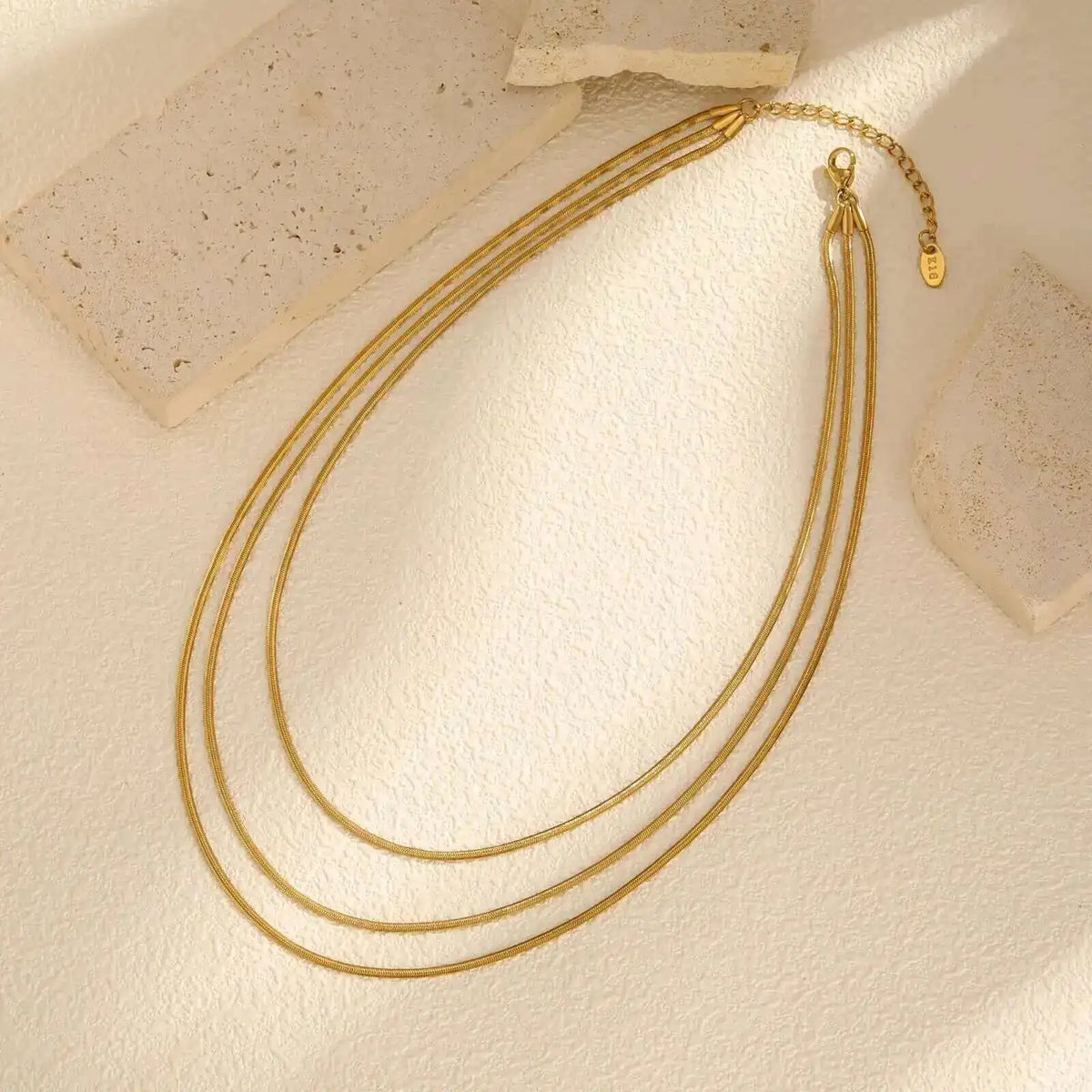 Waterproof Layering Necklaces for Women,stainless Steel Triple Stacked Snake Clavicle Chain Choker Necklaces