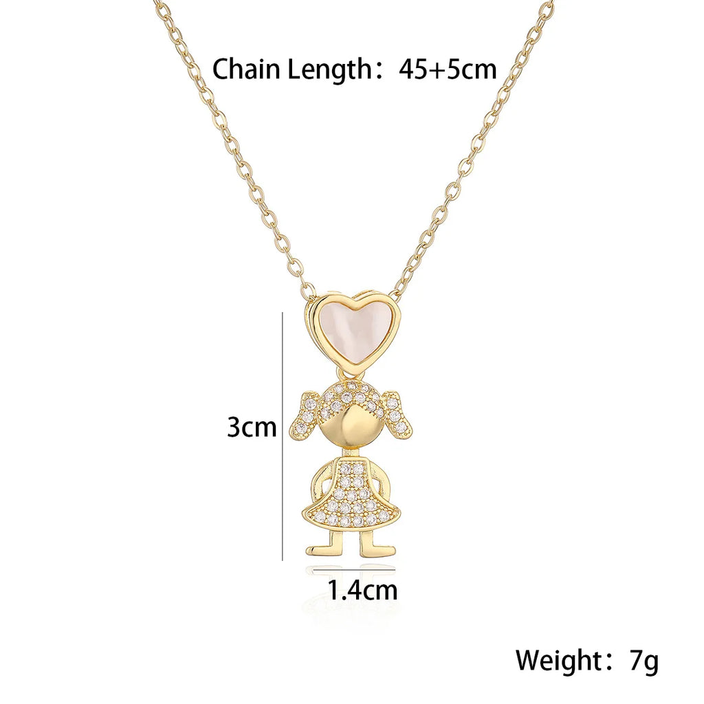 Luxury Gold-Plated Heart-Shaped Pendant Necklace for Boys And Girls Korean Trend Niche Anti Allergy Jewelry Gift
