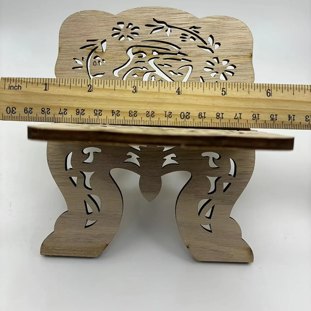 1pc Wooden Foldable Mini Bookend Stand Reading Ramadan Decor Home Bedroom Office Desktop Book Storage Display Rack