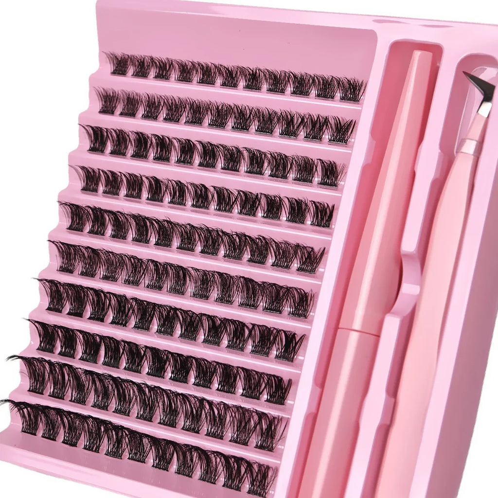 DIY Lash Clusters Extension Kit 110 Clusters Bond Individual Lashes Kit Cluster Lashes Wispy D Curling False Eyelash Clusters