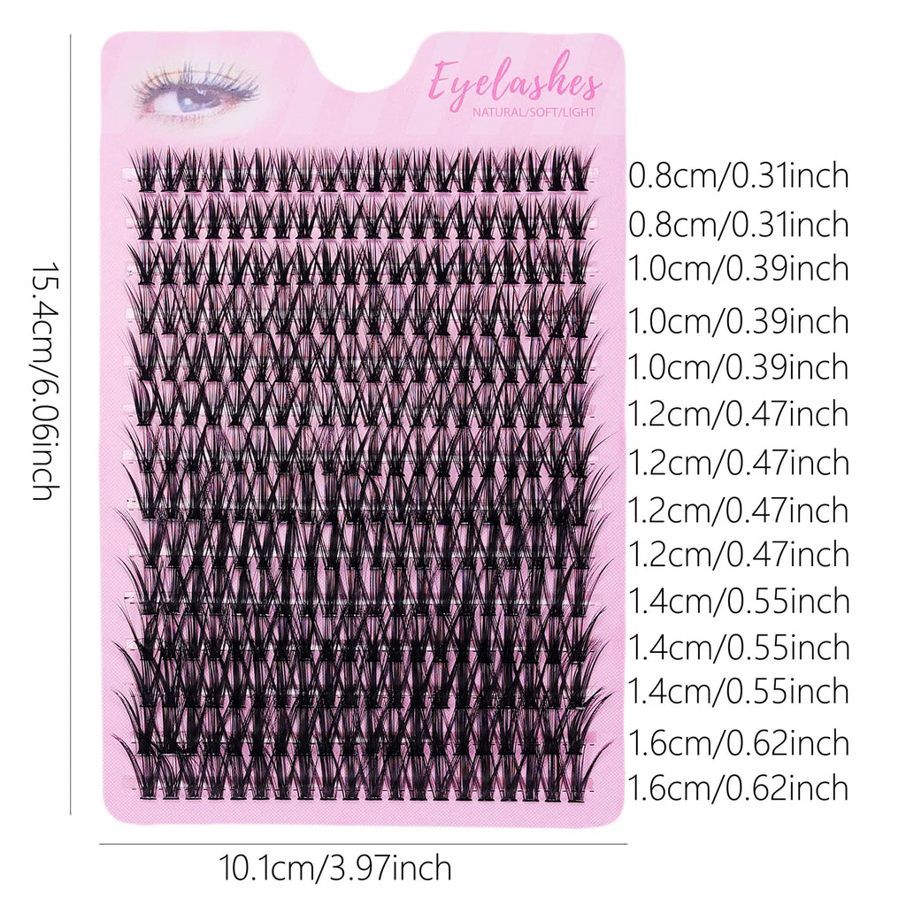 280pcs 40D Clusters False Eyelashes DIY Volume Individual Wispy Fluffy Lash Extensions for Makeup