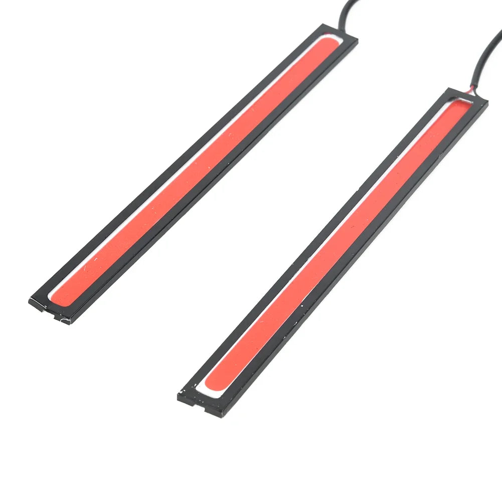 2Pcs 17cm COB Car Fog Light LED Strip Red | Waterproof 12V DRL Driving Lamp