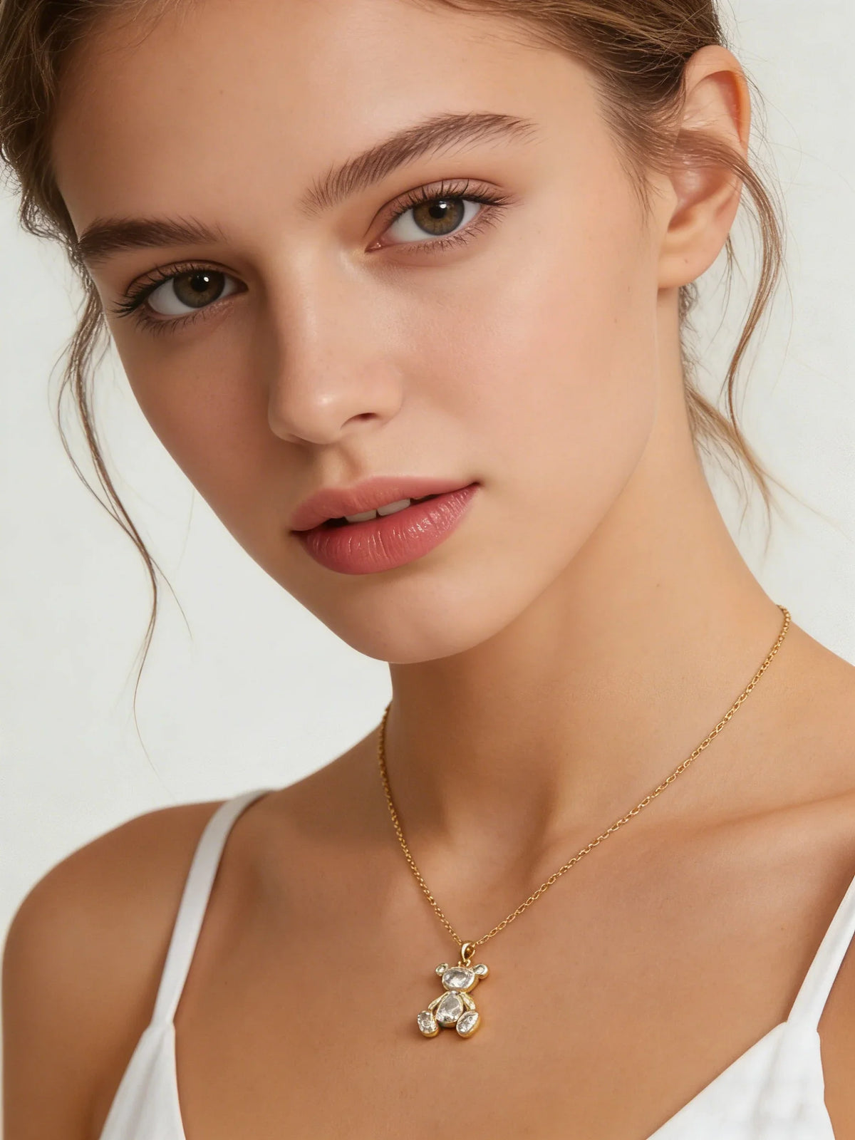Delicate Cute Pink Zircon Bear Pendant Necklace for Women Girl, Stylish Animal Necklace, Exquisite Luxury Jewelry Accessories