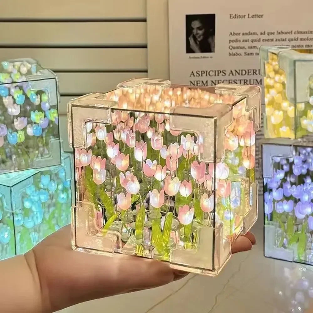 DIY Tulip Sea Mirror Night Light Kit | Handmade Craft Gift Set