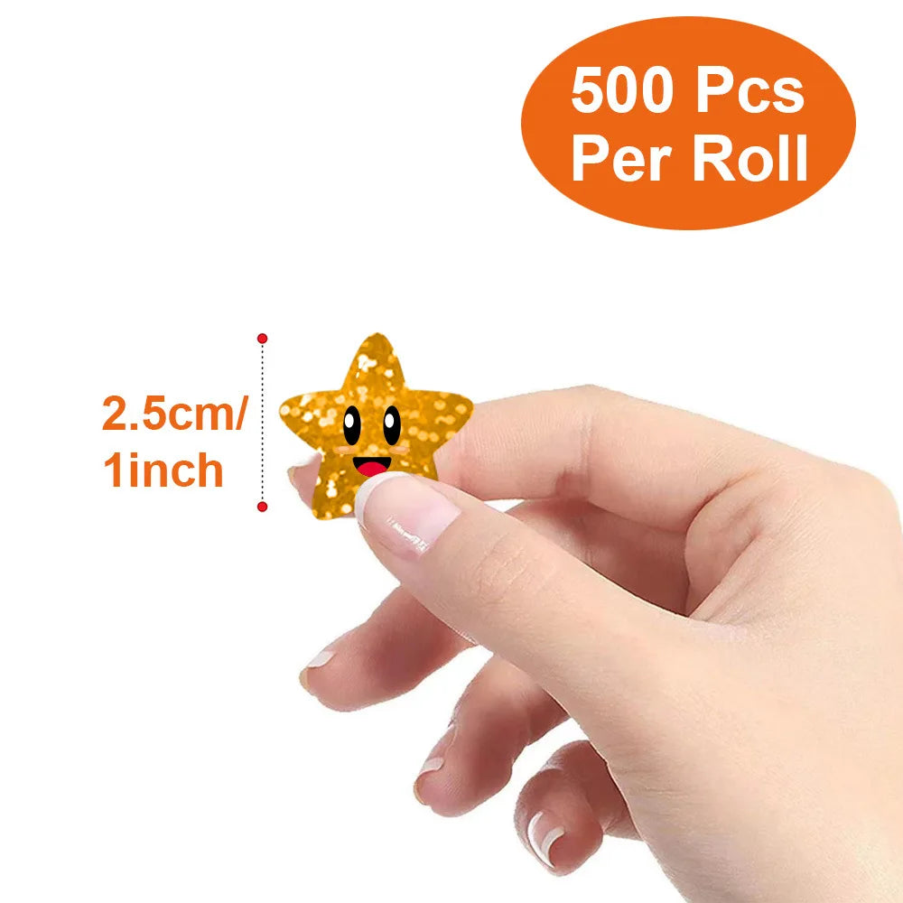 100pcs Round Star Thank You Stickers | Cute Packaging Labels for Cards and Gifts